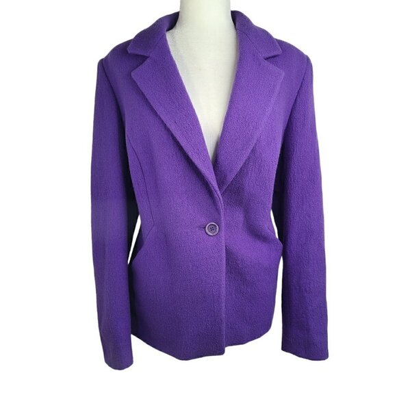Marina Rinaldi Italy 100% Wool Blazer Coat Jacket One  Button - Picture 1 of 11